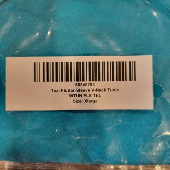 A.T.U.N. All Things Uber Nice Womens Teal Flutter-Sleeve VNeck Tunic Top Size XL - Picture 4 of 5